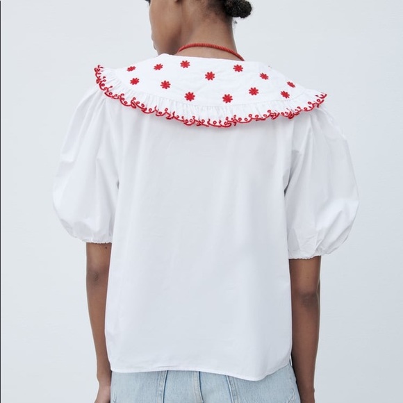 Zara embroidered poplin top - Picture 2 of 7